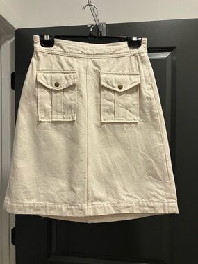 J. Crew Cream Mini A-Line Skirt with Front Flap Pockets